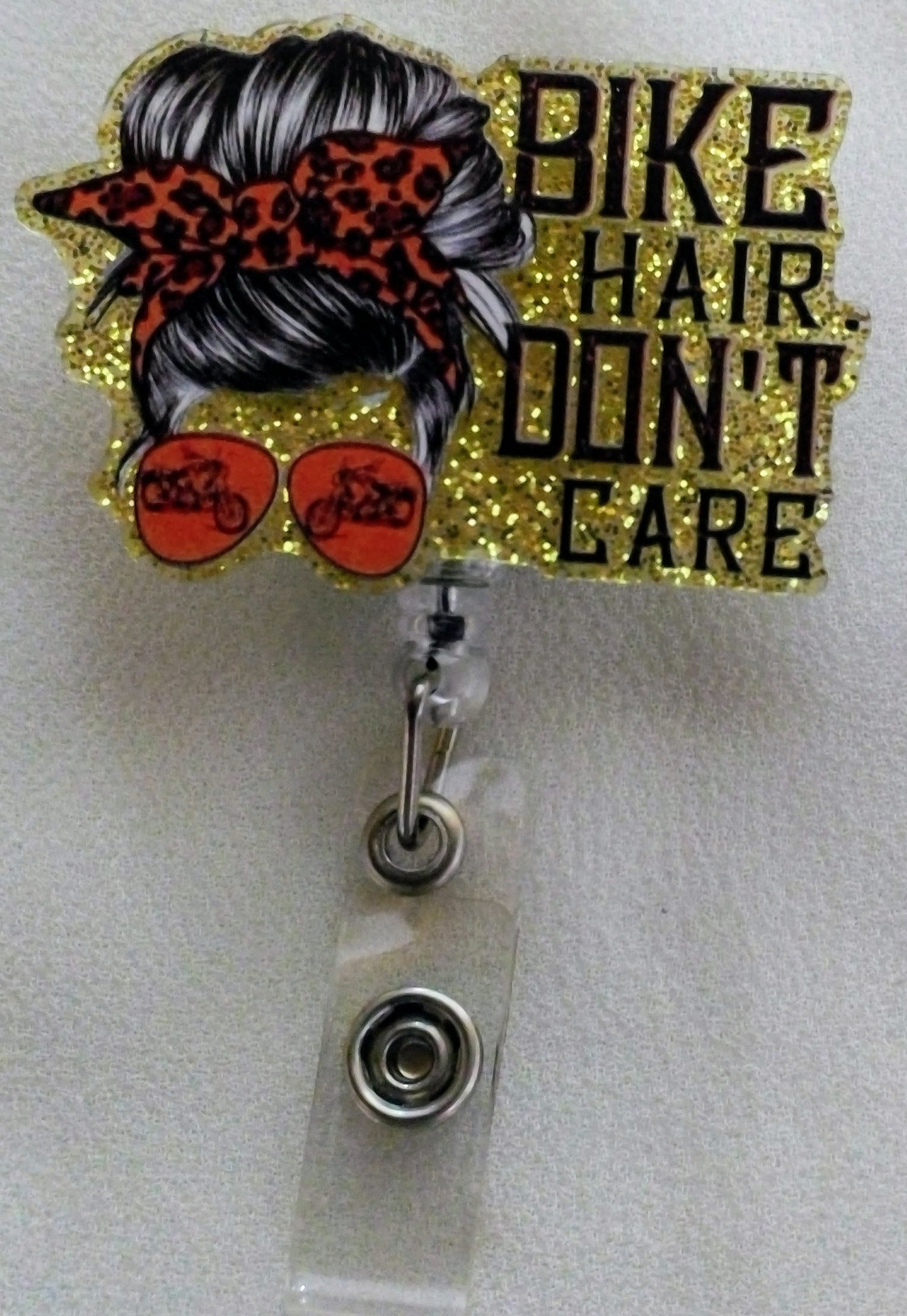 Biker Hair Badge Reel