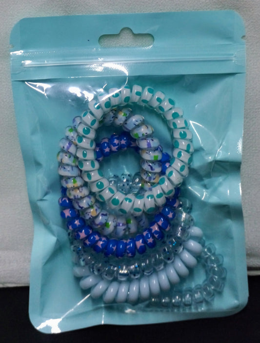 Blue hair ties
